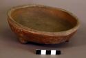 Shallow tripod clay bowls with stamped decoration (3)