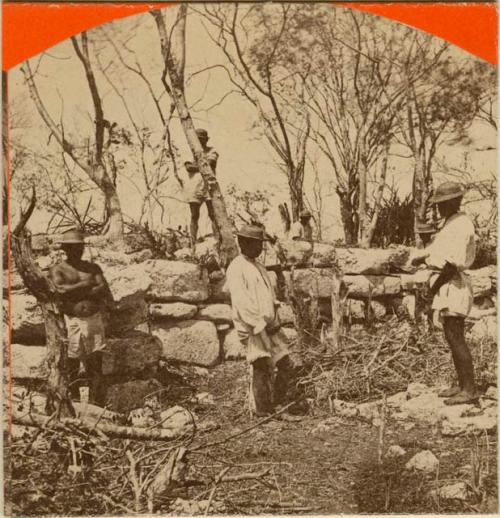 Men at Tucun-na, sacrificial Stone, Ake, Mexico