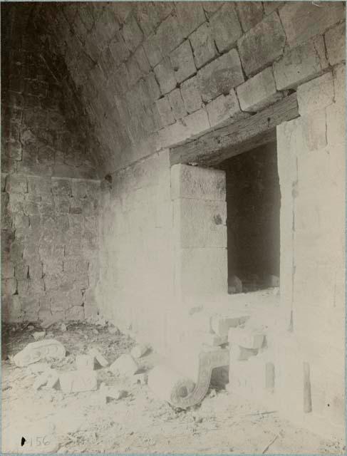 Casa 1, step in central room, Kabah, Mexico