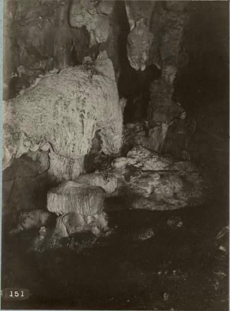 Pillar covered with lime encrustations, cave of Loltun, Mexico