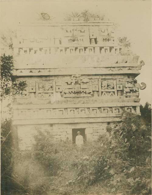 Man standing in the doorway of palace ruins