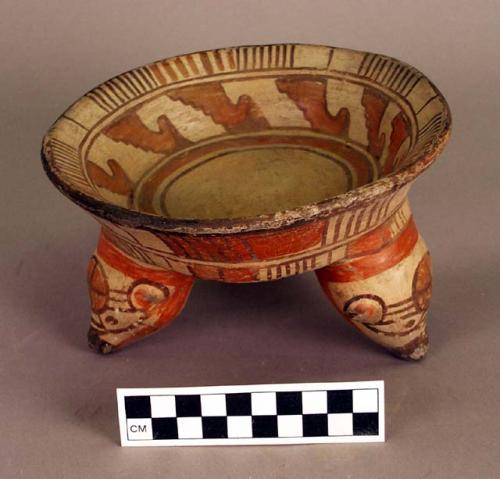 Tripod polychrome bowl