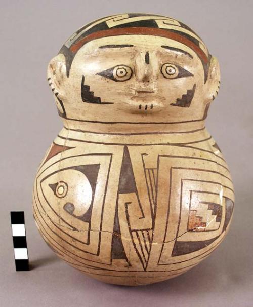 Jar, decorated ware.  Animal handles.