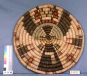 Basketry flat tray with corn maiden design