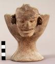 Pottery incensario - hour glass form, human face on rim;