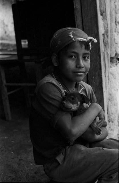 Boy with puppy