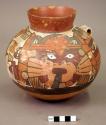 Jar painted in polychrome with an "anthropomorphic mythical being"