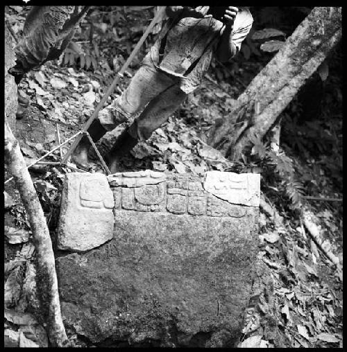 Lower piece of Stela 2 at Ixkun