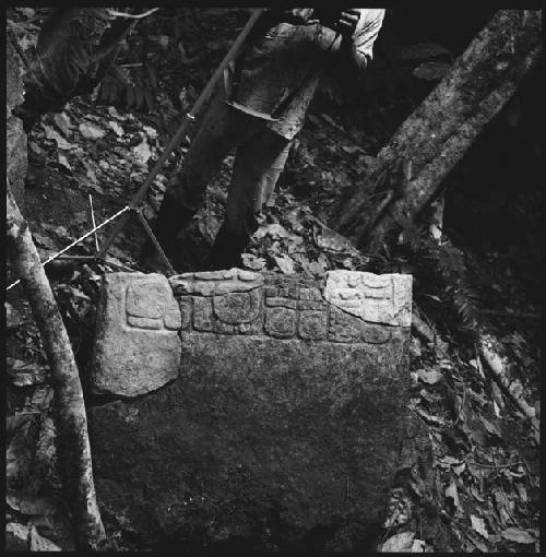 Lower piece of Stela 2 at Ixkun