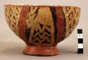 Decorated ring base earthenware bowl with spotted pattern