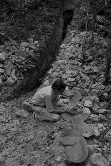 Rupert Bying by Trench 32 at Rio Azul