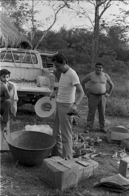 Rafa Morales and guards at Rio Azul