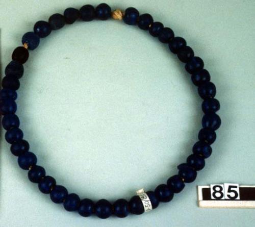 String of blue beads, probably dating from the 17th or 18th century.