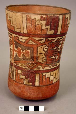 Vase painted in polychrome with step-frets and two killer-whale mythical beings