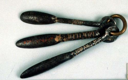 Iron miniature ceremonial spoons (on iron ring)