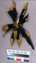 Feathered headdress, tan and black feathers with fibre attachment ("njuli")