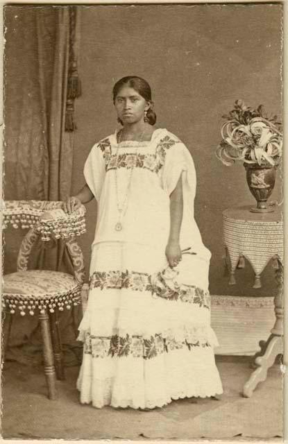 Studio portrait of Maya woman