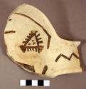 Fragments of pottery ladle - trough handle - restorable. Jeddito black-on-yello