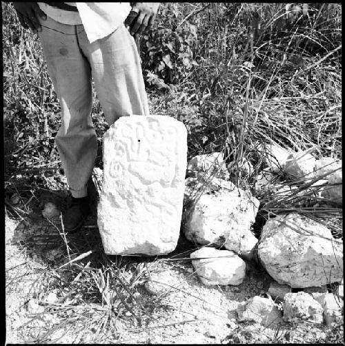 Sculpted stone at Lake Peten Itza