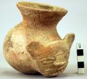 Pottery vase, red, animal head
