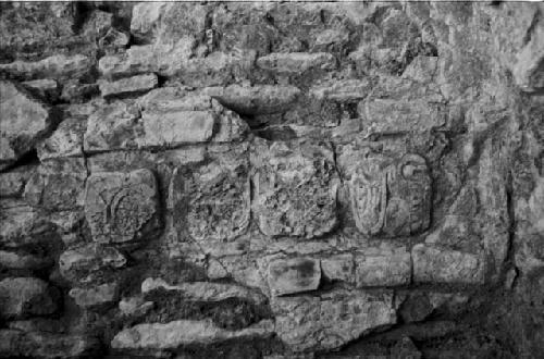 Detail of stucco relief of captives from Tonina