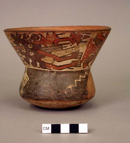 Head vase painted in polychrome with a mythical masked being