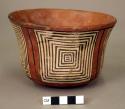 Bowl painted with concentric squares