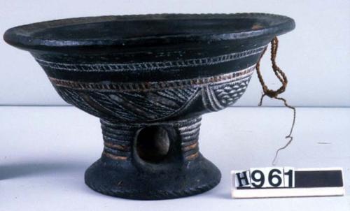 Pottery bowl with high foot