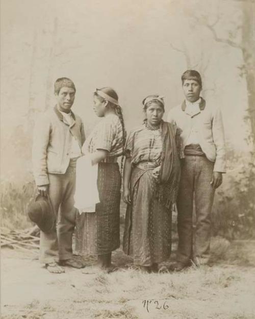 Group studio portrait, two men and two women