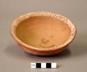 Painted pottery food bowl-6 " diameter