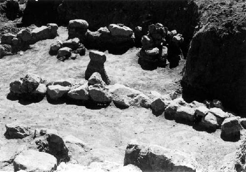 Pucara excavations, stone feature in trench