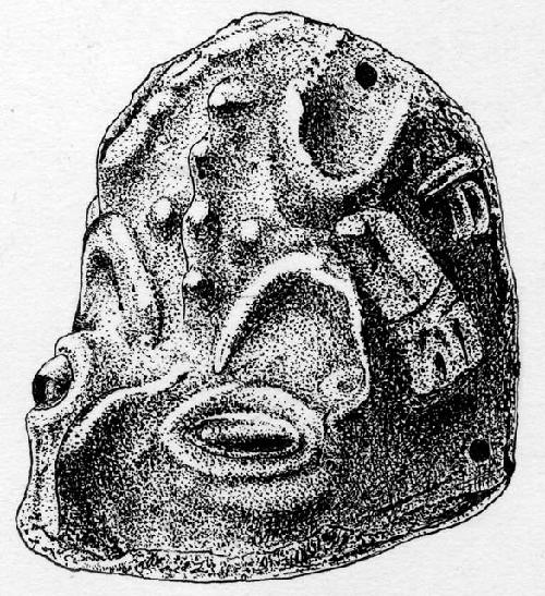 Peruvian gold: drawing of mask