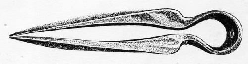 Peruvian gold: drawing of metal tweezers