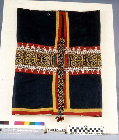 Case of black cotton cloth with one end bordered with red & yellow +