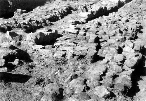 Pucara excavations, features in trench