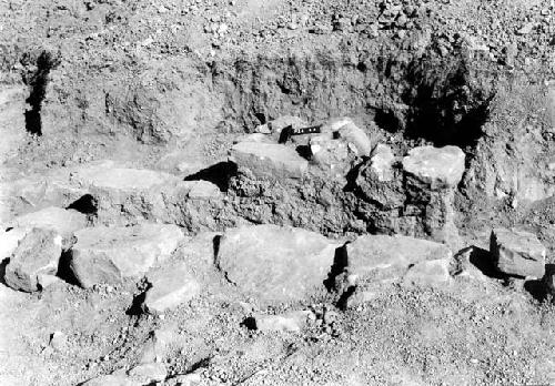 Pucara excavations, stone feature in trench