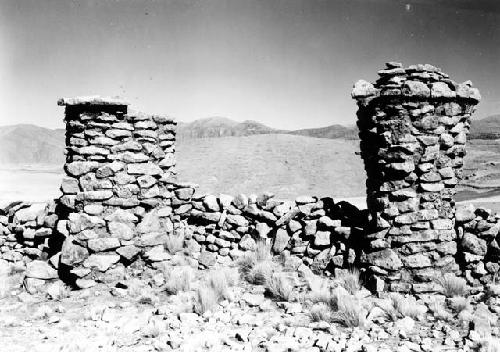 Highland on Lake Titicaca, stone wall