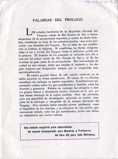 Etnografia de la Antigua Provincia del Uruguay