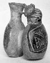 Calleju du Higlas Pottery, decorated double jar with animal head
