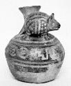 Calleju du Higlas Pottery, decorated jar with animal figure on neck