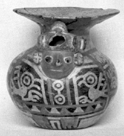 Calleju du Higlas Pottery, decorated jar with flared rim and human face