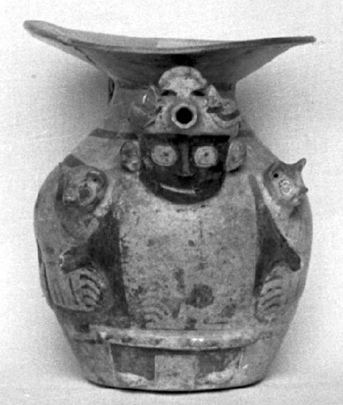 Calleju du Higlas Pottery, decorated jar with flared rim and human face