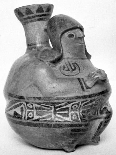 Calleju du Higlas Pottery, decorated jar with human form, off-center neck