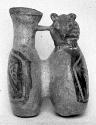 Calleju du Higlas Pottery, decorated double jar with animal head