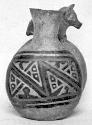 Calleju du Higlas Pottery, decorated jar with animal figure on neck