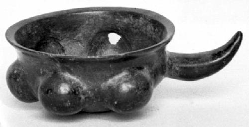 Calleju du Higlas Pottery, bowl with handle and rounded protrusions