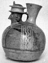 Calleju du Higlas Pottery, decorated jar with human head, off-center neck