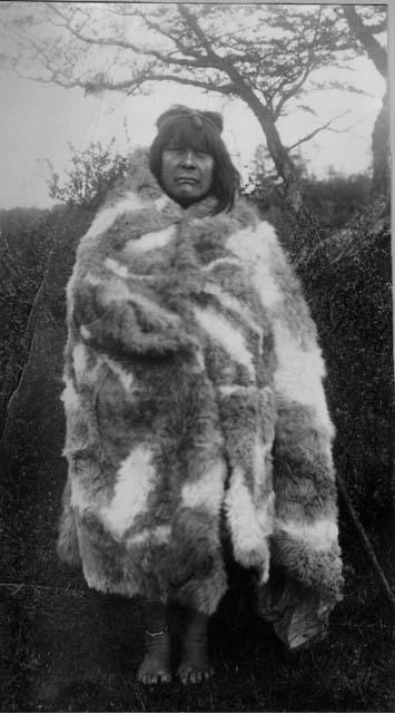 Ona Woman wearing fur wrap