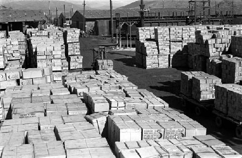 Stacks of boxes of food