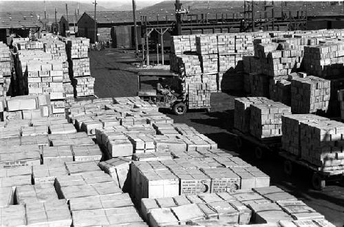 Stacks of boxes of food